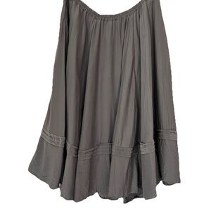 Sundance Tiered Ruffle Boho Gypsy Gray 100% Silk Midi Skirt 10 Elastic Circle
